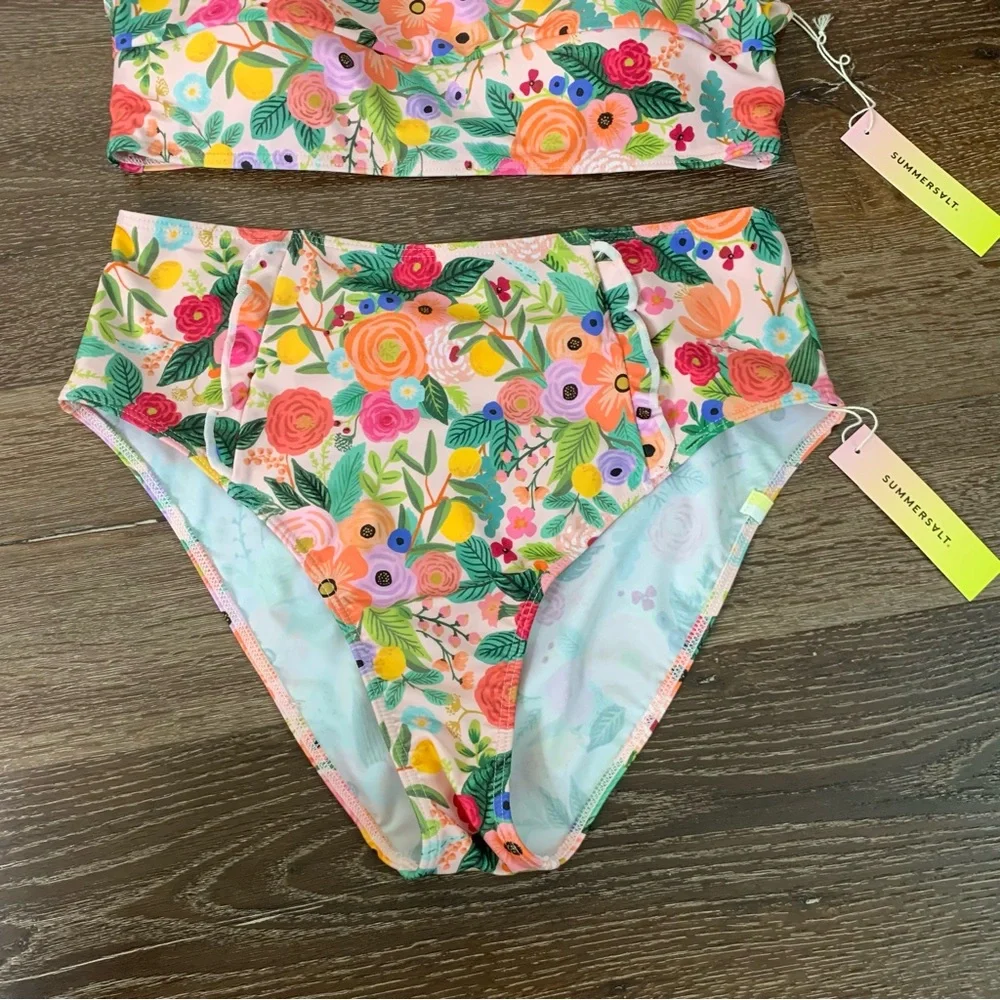 Summersalt X Rifle company pink floral oasis is ruffle bikini set 8 NWT - Picture 2 of 11